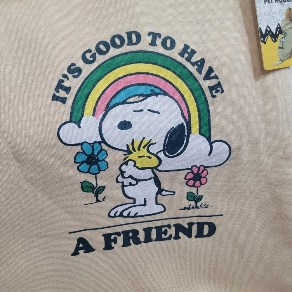NWT Retro Paws Peanuts Snoopy & Woodstock Friends Rainbow‎ Pet Hoodie Large Dog